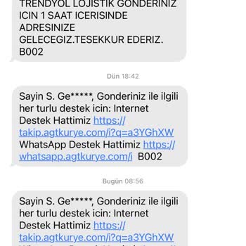 AGT Kurye (aynigunteslim.com) Siparişimin Dağıtıma Çıkıp Bana Ulaşmaması
