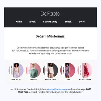 DeFacto Yanlış Ürün Gönderimi Ve Olumsuz Yorumları Yayınlamama