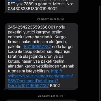 Yurtiçi Kargo Ücreti Ödenen Ancak Teslim Edilmeyen Hasarlı Kargo