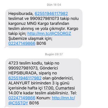 MNG Kargo'nun Siparişlerimi Eve Getirmemesi.