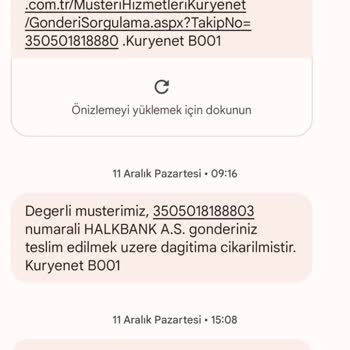 Kuryenet Tarafından Ulaşmayan K. Kartı