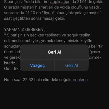 Getir Siparişimde Yaşanan Gecikme Ve Soğuk Teslimat
