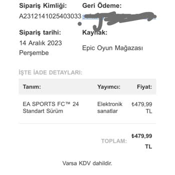 Epic Games Para İadesi Yapılmadı!