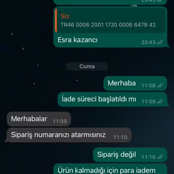 Hazaa Official Stokta Olmayan Ürünün Para İadesi Yapılmadı