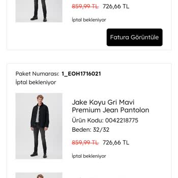 Mavi Ürün Stoğu Olmasına Rağmen Sipariş İptali
