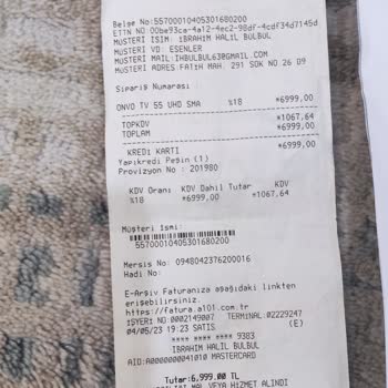 Onvo Değişim Talep Ediyorum