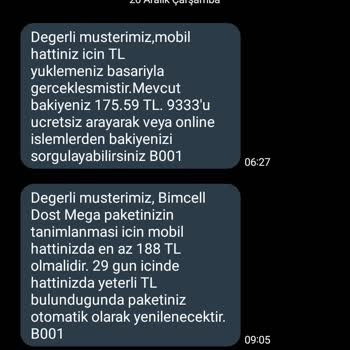 Bimcell Lira Yüklemesi Hatası