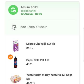 Hepsiburada Market Migros Eksik Ürün İptal Ücret İadesi