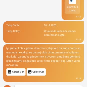 Trendyol Ürünün Garantiye Gönderilmemesi Ve Firma Tarafından Hakaret