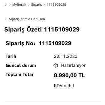 Bosch Geciken Süpürge Teslimatı