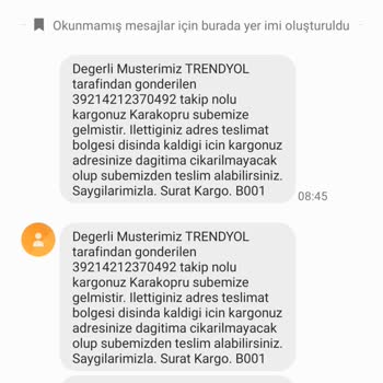 Sürat Kargo Siparişimi Adrese Getirmiyor