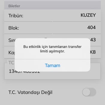 Passolig Transfer Limiti Uyarısı