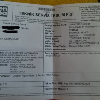 Genpa Xiaomi Redmi Note11 Pro Sürekli Bozuluyor.