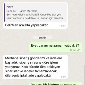 Nare Giyim Üründe Yollamıyor Paramızı Da İade Etmiyor!