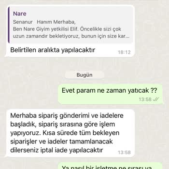 Nare Giyim Üründe Yollamıyor Paramızı Da İade Etmiyor!
