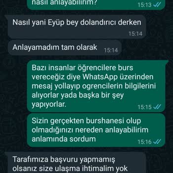 Burshanem Vakfı Burs Hanesi Burs Adı Altında Bilgi Alıp Papara Açmayı Denedi.