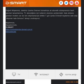 DSmart İnternetimi Kesti