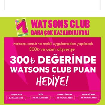 Watsons 300 Tl Değerinde Puan Tanımlanmadı