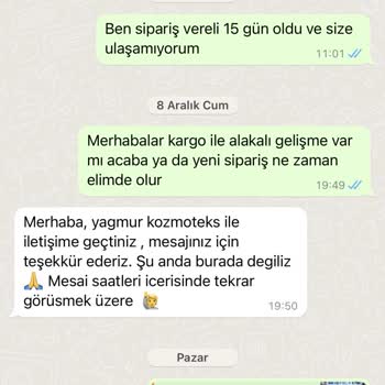 Yağmur Kozmoteks Ürün Teslim Edilmedi