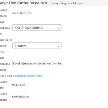 Ankara Hacı Bayram Veli Üniversitesi Üniversite Kayıt Dondurma