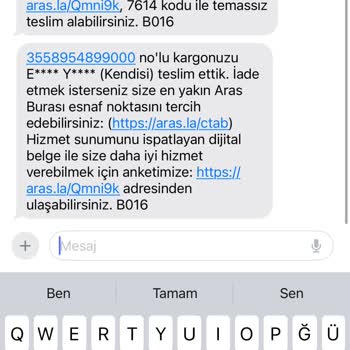 Aras Kargo Teslim Edilmediği Halde Teslim Edildi Mesajı Gönderdi