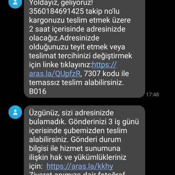 Beypazarı Aras Kargo Teslimat Yapmıyor