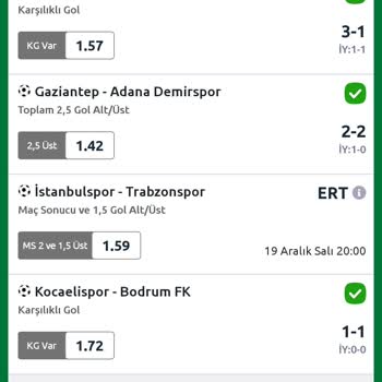 Bilyoner Yarı Da Kalan Maç