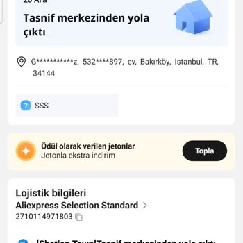 Aliexpress Teslim Aldım Butonu