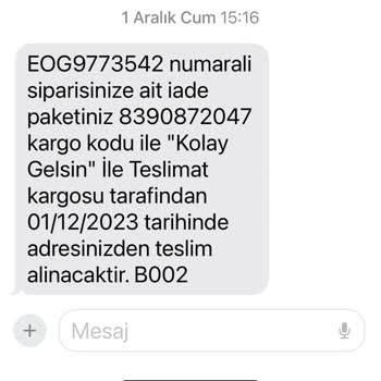 Kolay Gelsin İade Kargo Paketimi Kaybetti