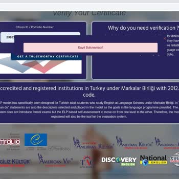 Amerikan Kültür Yabancı Dil Kursları Sertifika Kayıt Bulunamadı Hatası