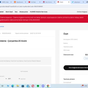Huawei Sitesinden Alışveriş Yaparken Hata