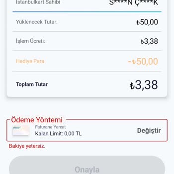 Paycell Kazanmış Olduğum 50 TL İstanbul Karta Yüklemiyor
