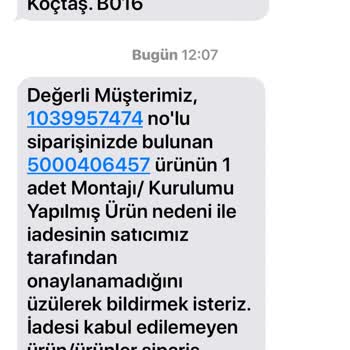 Assur Koçtaş Bozuk Ürün Sattı İade Kabul Etmiyor