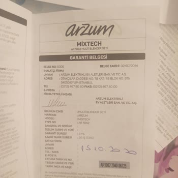Arzum Mixtech Multi Blender Setinde Sorun