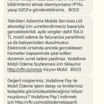 Vodafone Faturama 154 TL