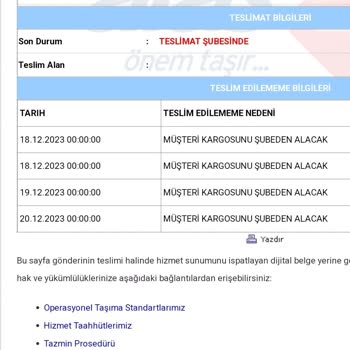 Aras Kargo Kargo Teslim Edilmiyor!