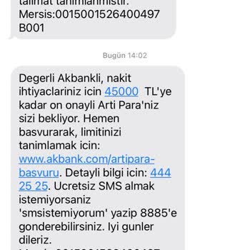 Akbank Gelen SMS Ve Bildirim