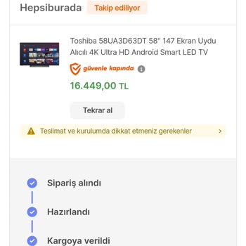 Hepsiburada Öğlen Satın Aldığım Televizyon Akşam İndirime Girdi