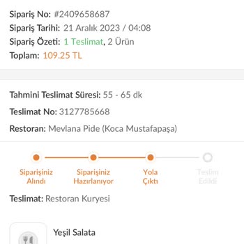 Trendyol Yemek 3 Saatte Sipariş Gelmemesi İptal Edilmesi