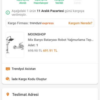 Trendyol Kargo Teslim Edilmedi