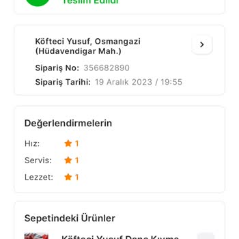 Köfteci Yusuf Yemek Teslimat Sorunu Restoran Kaynaklı