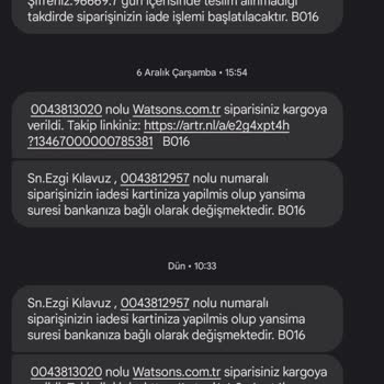 Watsons Kayıp Kargo Ve İadesi