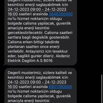 Akdeniz Edaş Müşterisi Olmamama Rağmen SMS Atıyor
