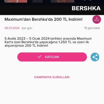İş Bankası Maximum Bershka Kampanya Şikayeti