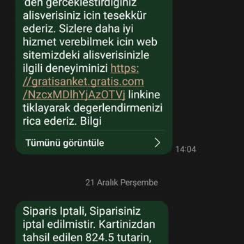 Gratis Stoktaki Ürüne Zam Yapıp Siparişi İptal Etme