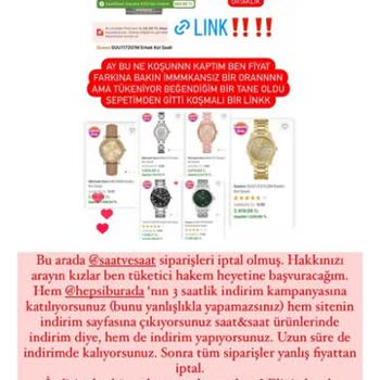 Saat & Saat Yanlış Fiyat Diyerek Bir Çok Kişinin Siparişini İptal Etti