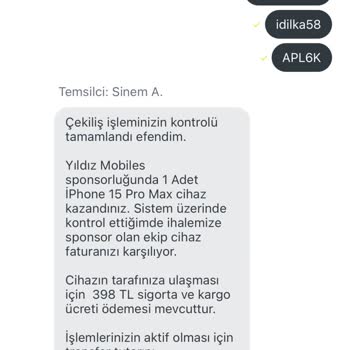 Yıldız Mobiles Ve Abalıoğlu İletişim Çekiliş Yapıp Para İstiyor