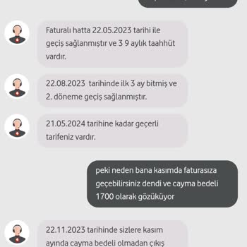 Vodafone 1700₺ Cayma Bedeli Çıkması