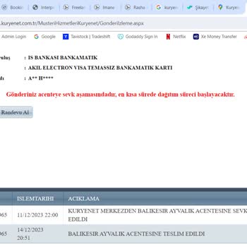 Kuryenet Ayvalık Şubesi 10 Gündür Banka Kartımı Teslim Etmiyor!