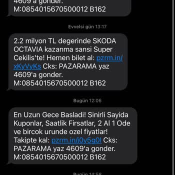 Pazarama İstek Dışı SMS Gönderilmesi